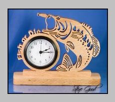 طرح ساعت چوبی معرق ماهی